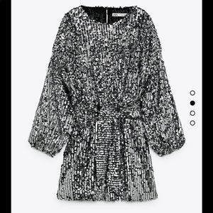 ZARA SEQUIN MINI DRESS W/BELT NEW W/TAGS